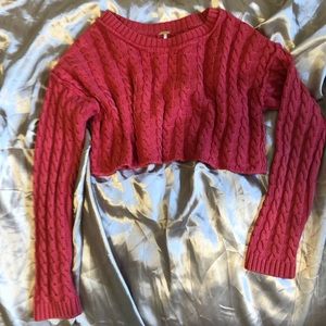 Super cropped cable knit sweater